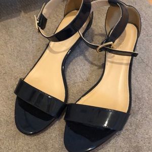 Navy patent leather sandals